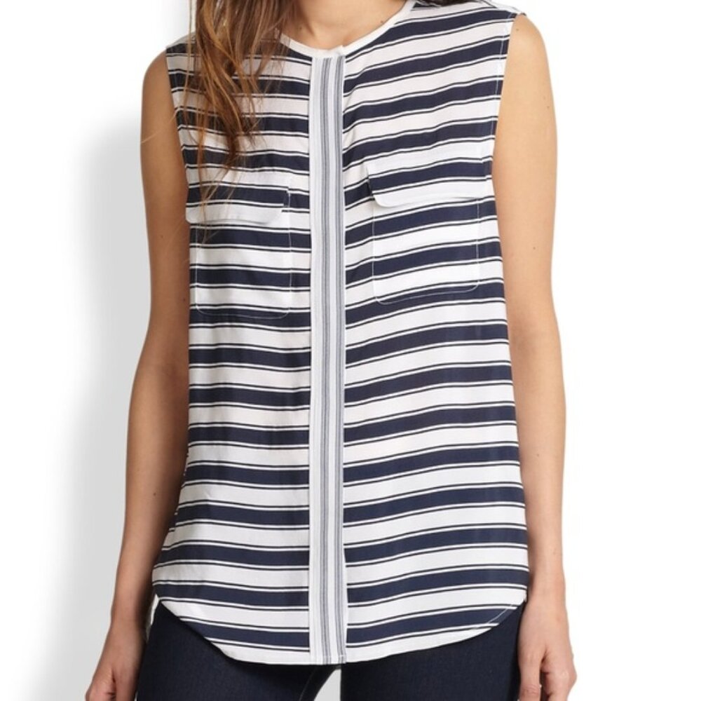 Equipment Femme Admiral Striped Silk Top Size XS